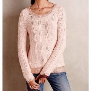 Anthropologie Blush Textured Crew Neck Sweater